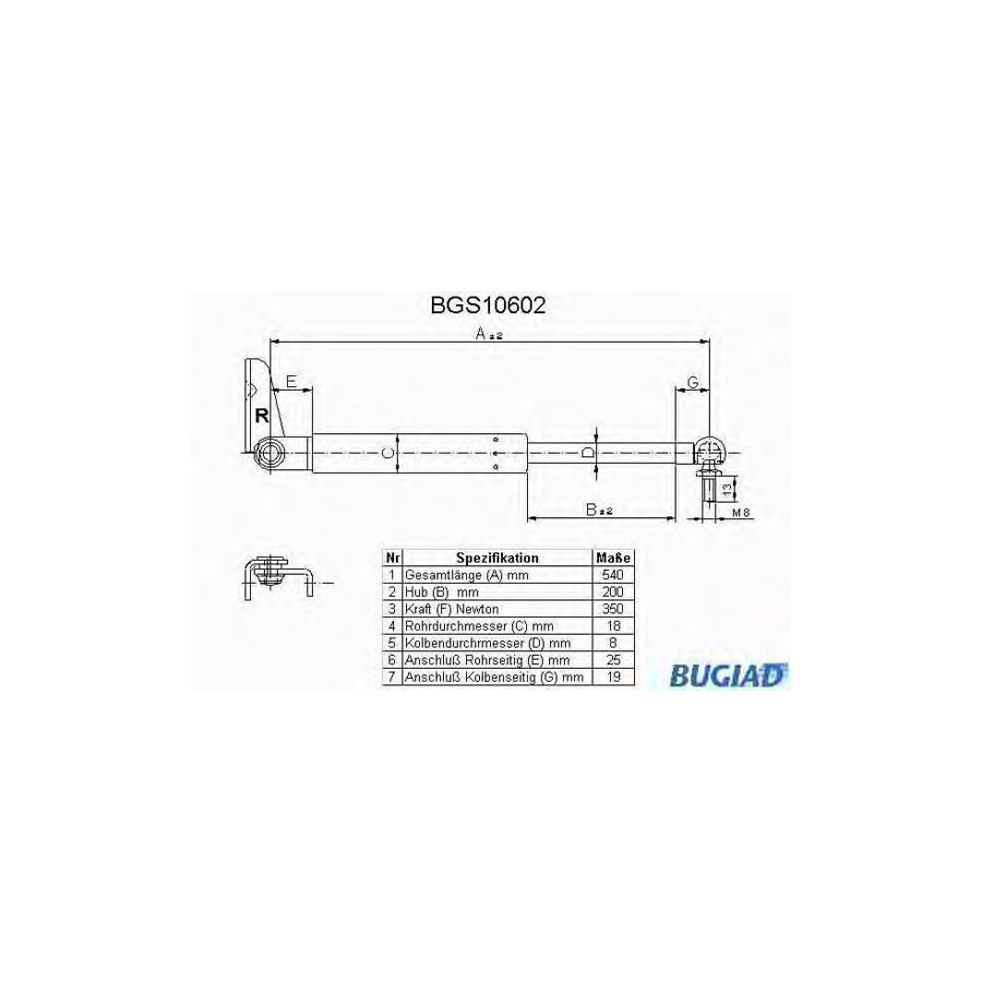 BUGIAD Bgs10602 Tailgate Strut for Mazda 323
