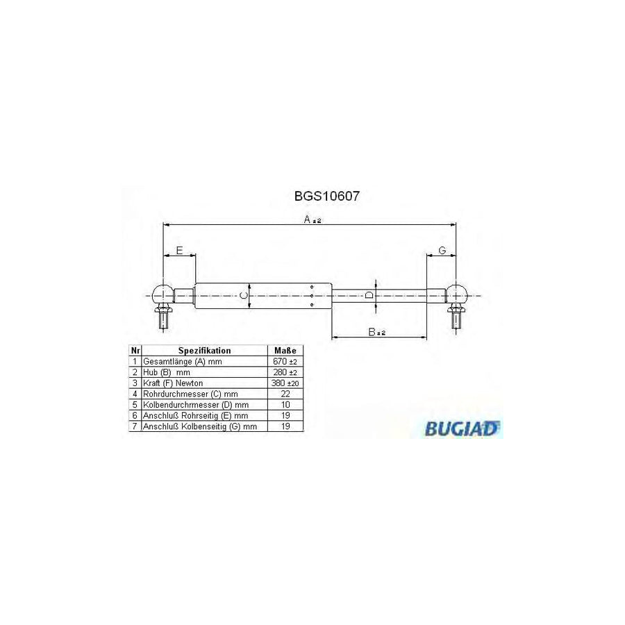 BUGIAD Bgs10607 Tailgate Strut for Suzuki Alto II (Ca71)