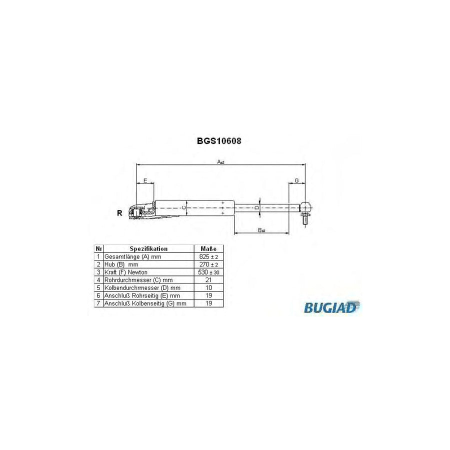 BUGIAD Bgs10608 Tailgate Strut for Toyota Liteace
