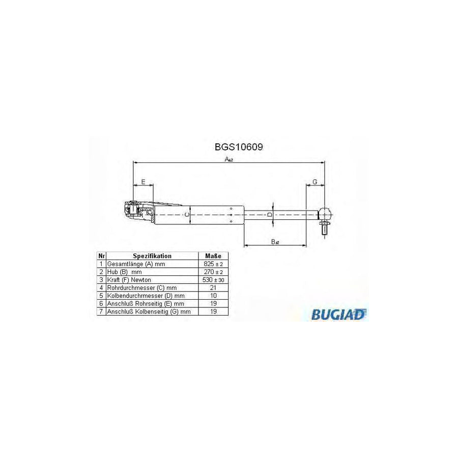 BUGIAD Bgs10609 Tailgate Strut for Toyota Liteace