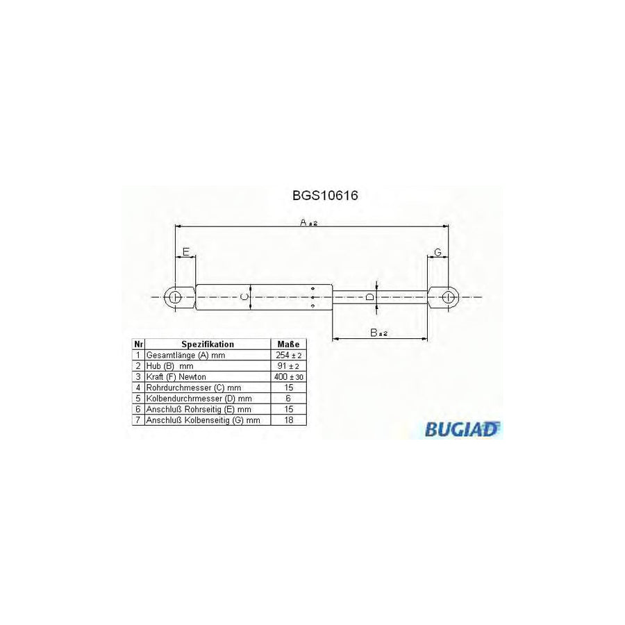BUGIAD Bgs10616 Bonnet Strut for BMW 7 (E32)