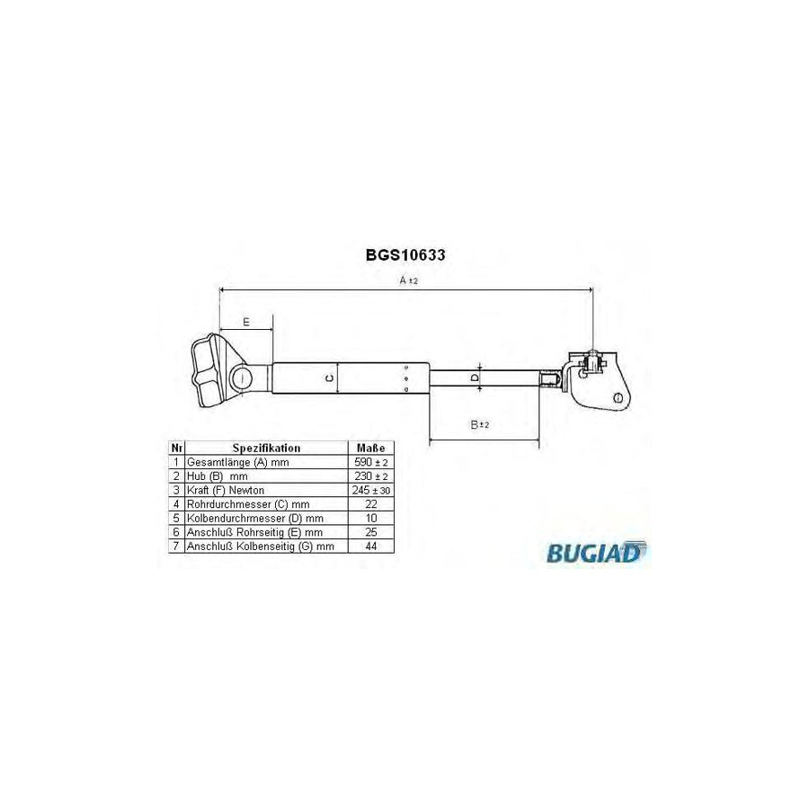 BUGIAD Bgs10633 Tailgate Strut for Suzuki Alto IV (Ef)