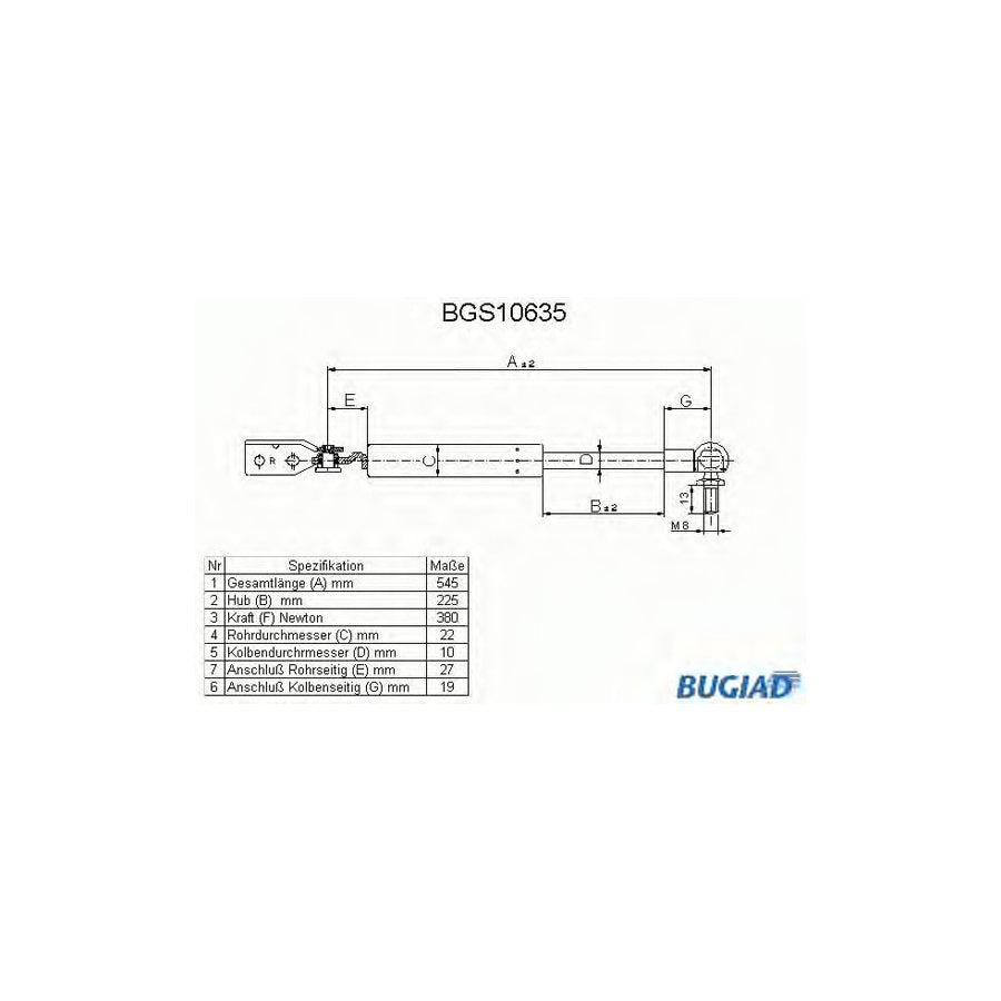 BUGIAD Bgs10635 Tailgate Strut for Mazda 323F V Hatchback (Ba)