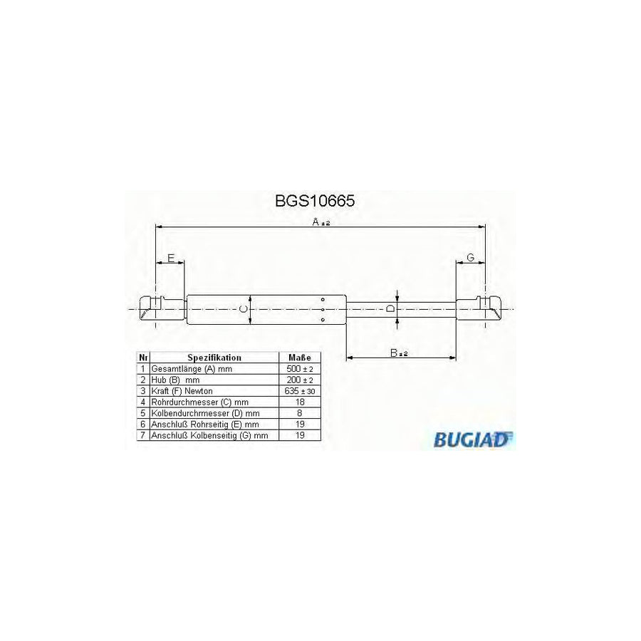BUGIAD Bgs10665 Tailgate Strut