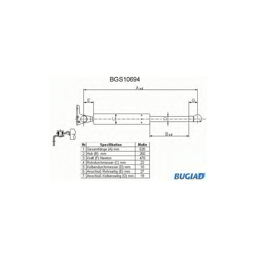 BUGIAD Bgs10694 Tailgate Strut for Mazda 626 III Estate (Gv)