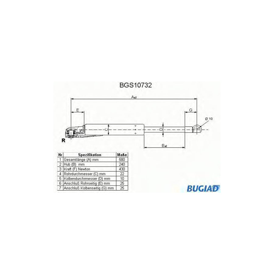 BUGIAD Bgs10732 Tailgate Strut for Honda Shuttle (Ra)