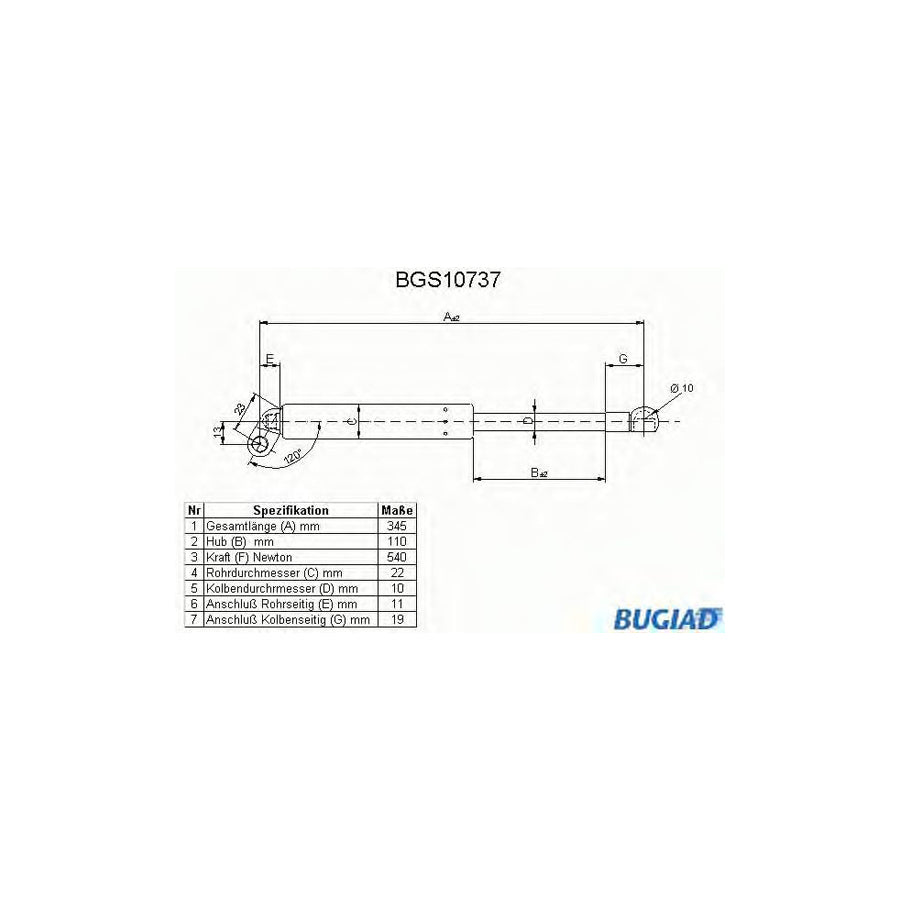 BUGIAD Bgs10737 Tailgate Strut for BMW 5 Saloon (E39)