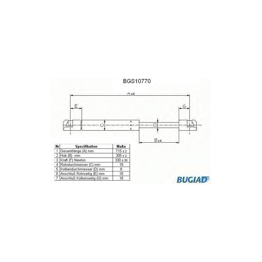 BUGIAD Bgs10770 Bonnet Strut