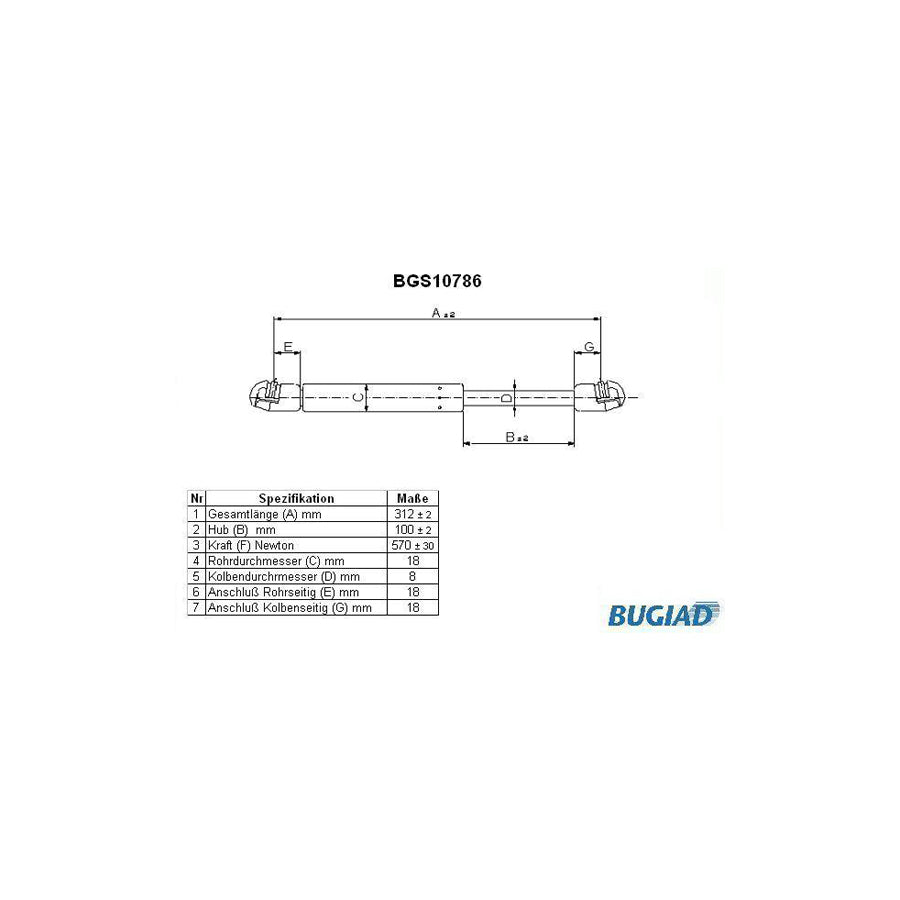 BUGIAD Bgs10786 Tailgate Strut for Audi A4 B6/B7 Convertible (8H7, 8He)