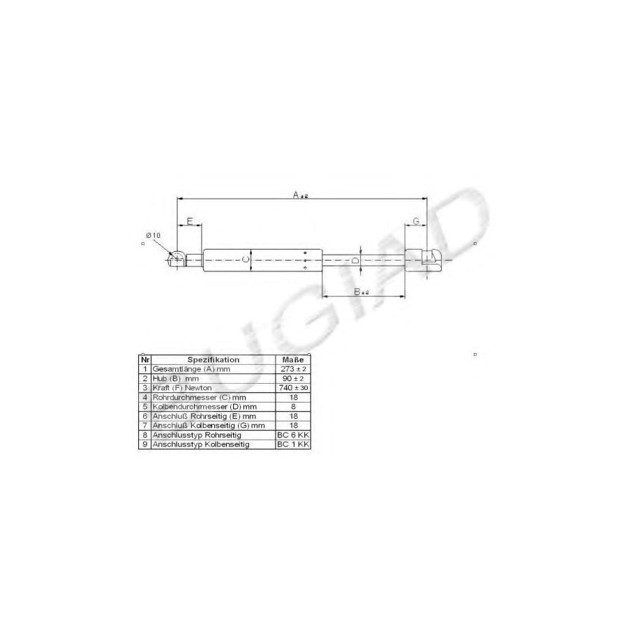 BUGIAD Bgs10791 Tailgate Strut for Audi A8 D3 (4E2, 4E8)