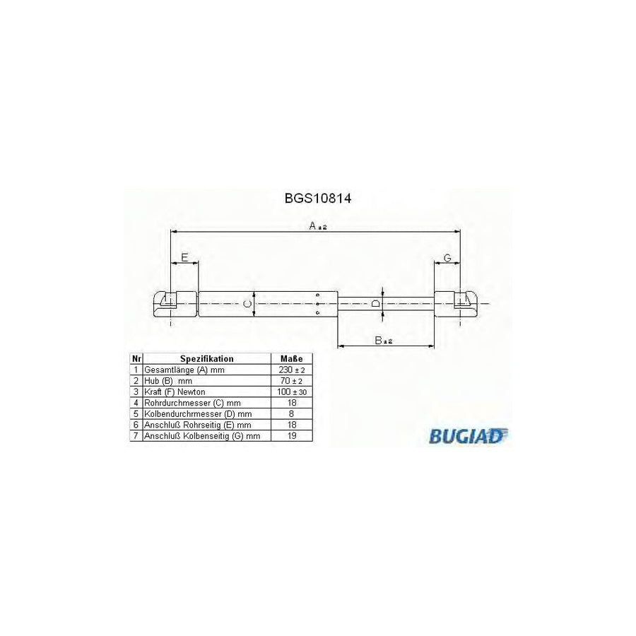 BUGIAD Bgs10814 Tailgate Strut for Saab 9000 Saloon