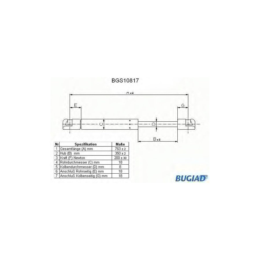 BUGIAD Bgs10817 Bonnet Strut for Saab 9-5