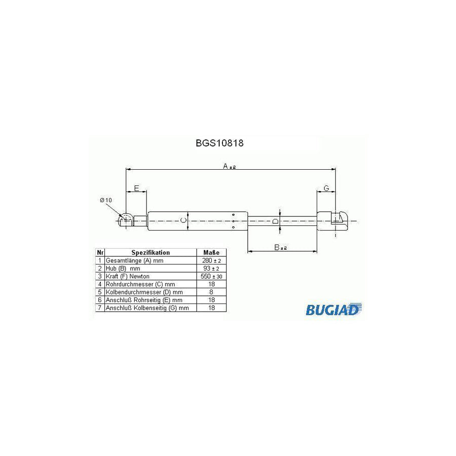 BUGIAD Bgs10818 Tailgate Strut for Saab 9-5 Saloon (Ys3E)