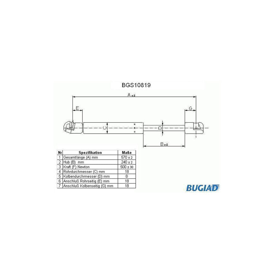 BUGIAD Bgs10819 Tailgate Strut for Saab 9-3