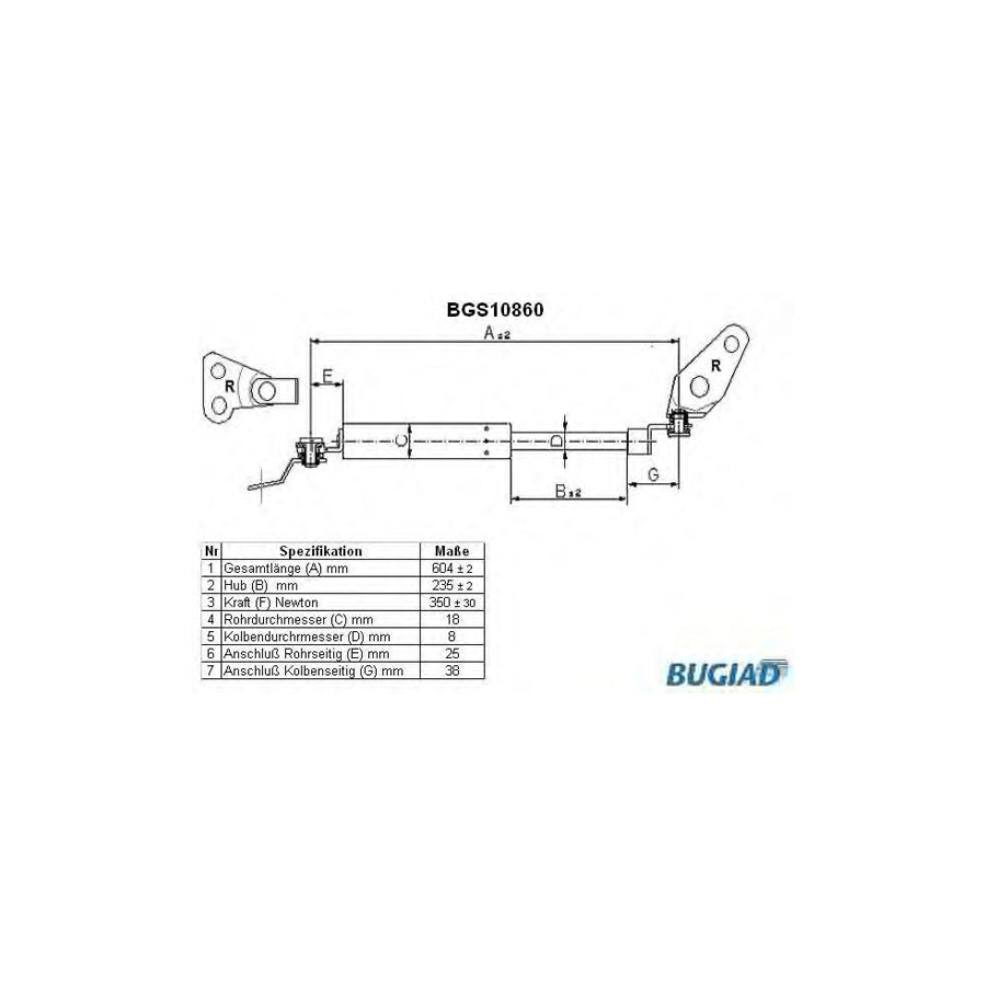 BUGIAD Bgs10860 Tailgate Strut for Mazda Demio Estate (Dw)