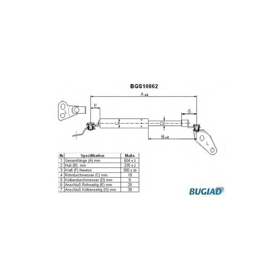 BUGIAD Bgs10861 Tailgate Strut for Mazda Demio Estate (Dw)