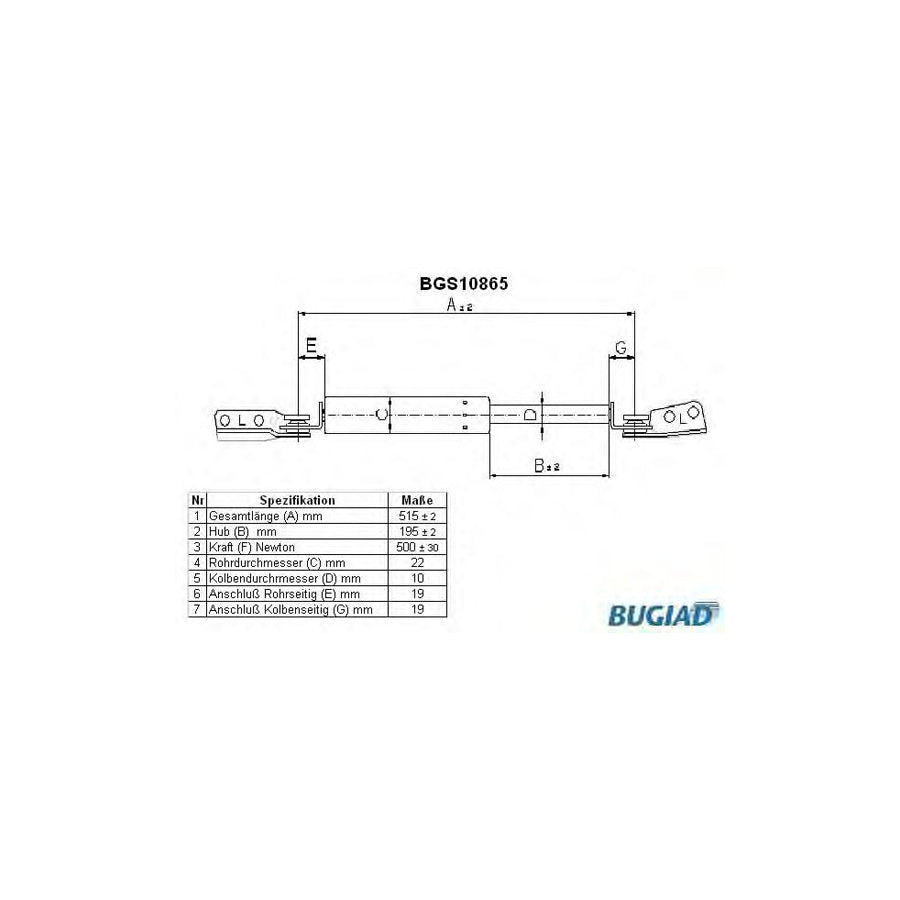 BUGIAD Bgs10865 Tailgate Strut for Mitsubishi Space Runner I (N1, N2)