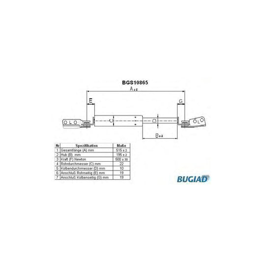 BUGIAD Bgs10865 Tailgate Strut for Mitsubishi Space Runner I (N1, N2)