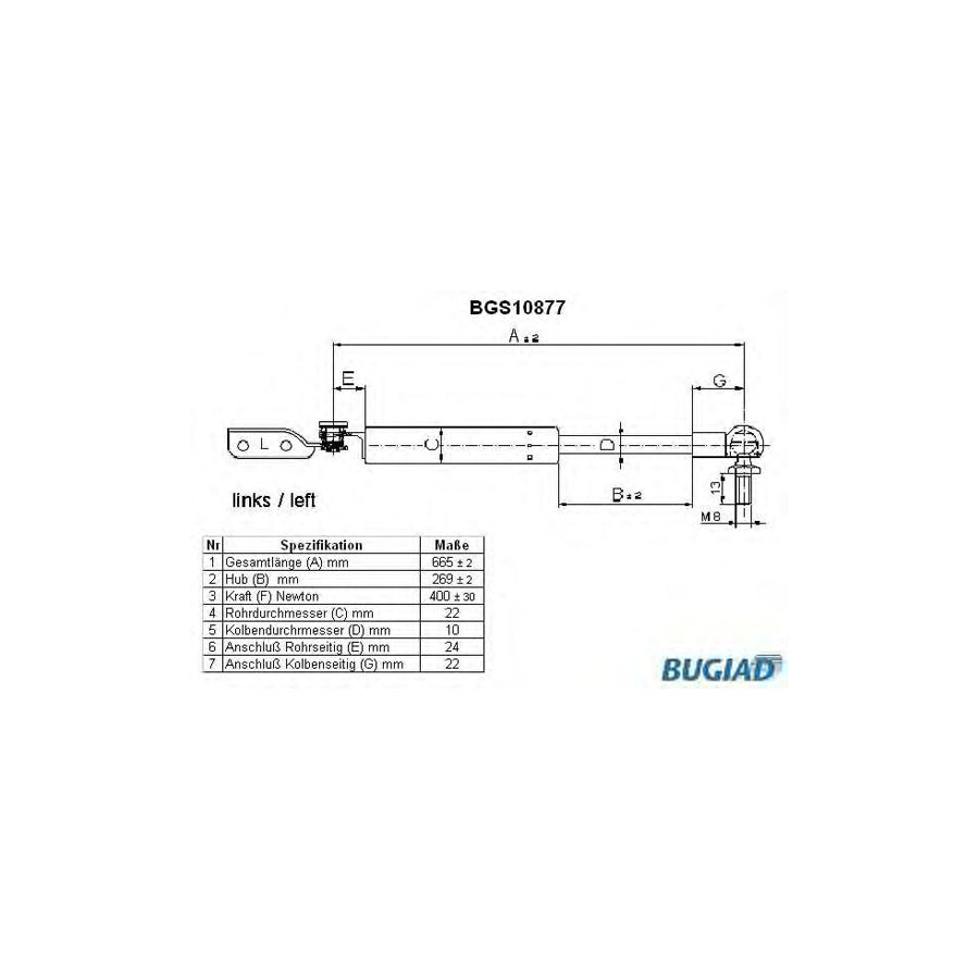 BUGIAD Bgs10877 Tailgate Strut for Subaru Legacy II Estate (Bg)