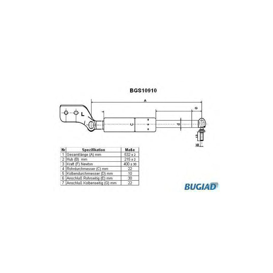 BUGIAD Bgs10910 Tailgate Strut for Mazda 323C V Coupe (Ba)