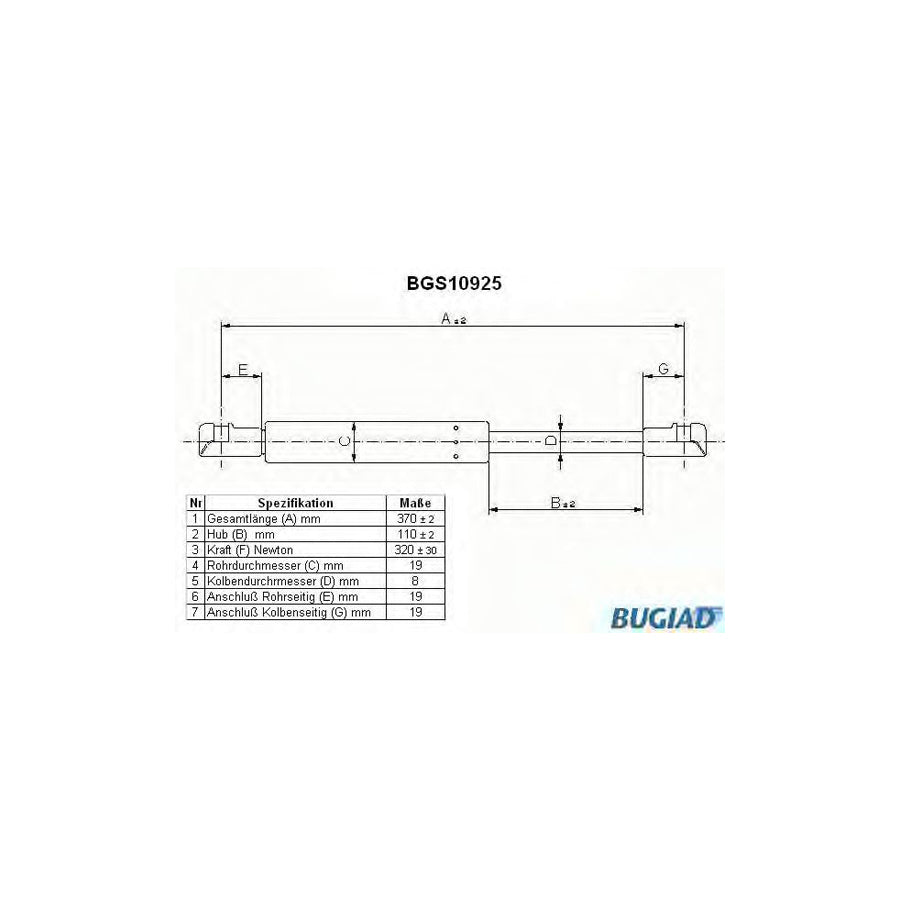 BUGIAD Bgs10925 Tailgate Strut for BMW 3 Saloon (E90)