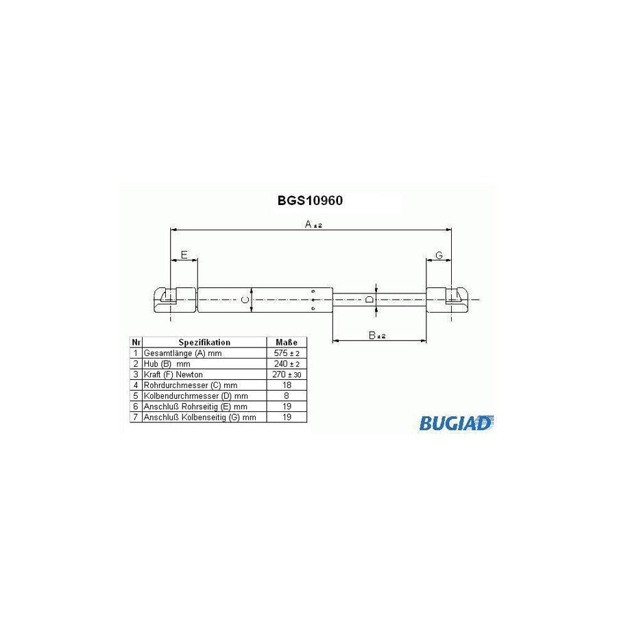 BUGIAD Bgs10960 Bonnet Strut