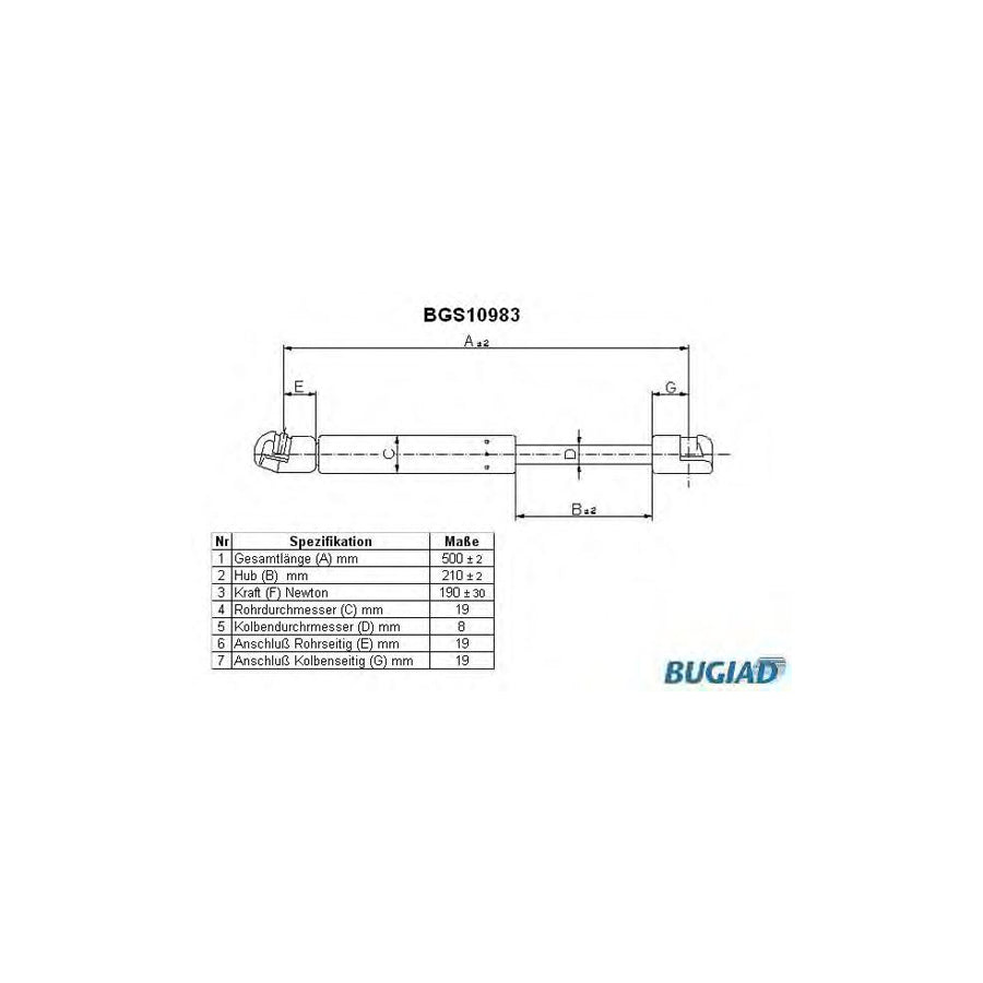 BUGIAD Bgs10983 Bonnet Strut for VW Lupo / Lupo 3L (6X1, 6E1)