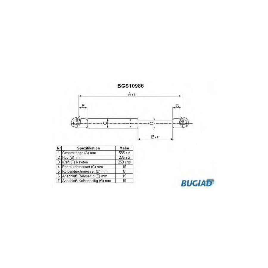 BUGIAD Bgs10986 Bonnet Strut for VW Polo III Hatchback (6N2)
