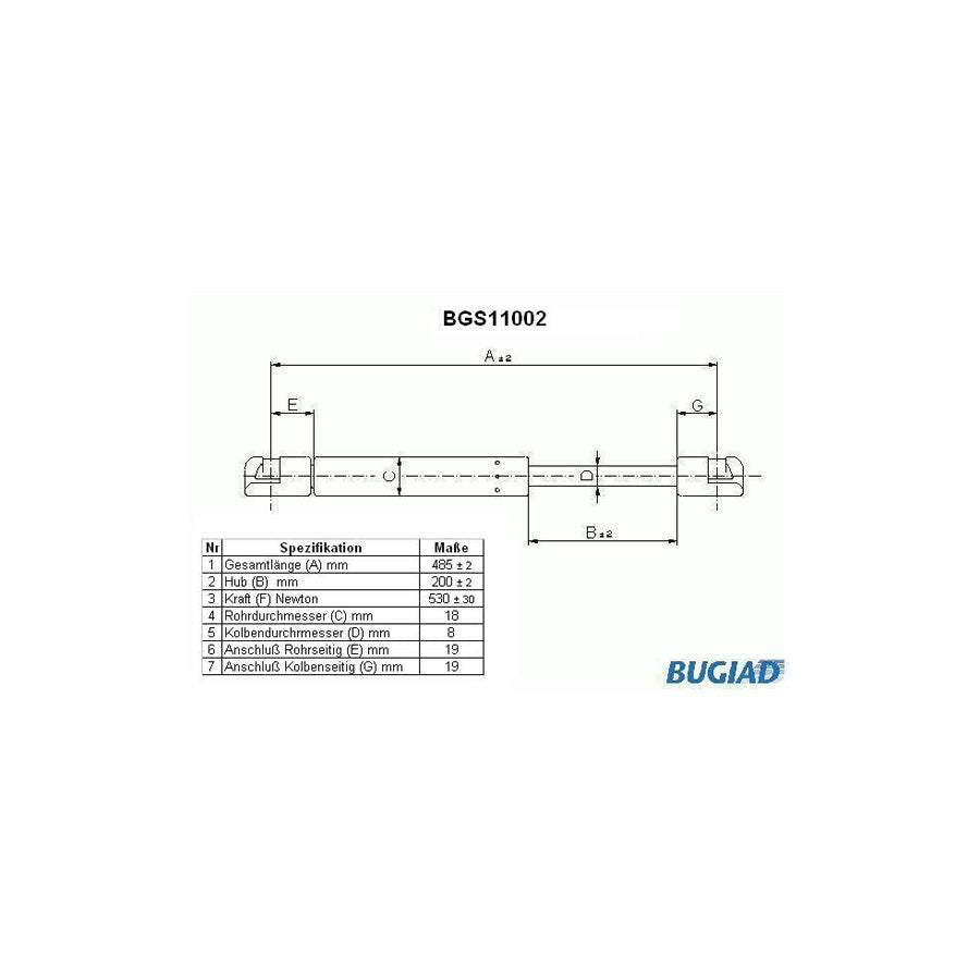BUGIAD Bgs11002 Tailgate Strut for Ford Focus Mk2 Hatchback (Da_, Hcp, Dp)