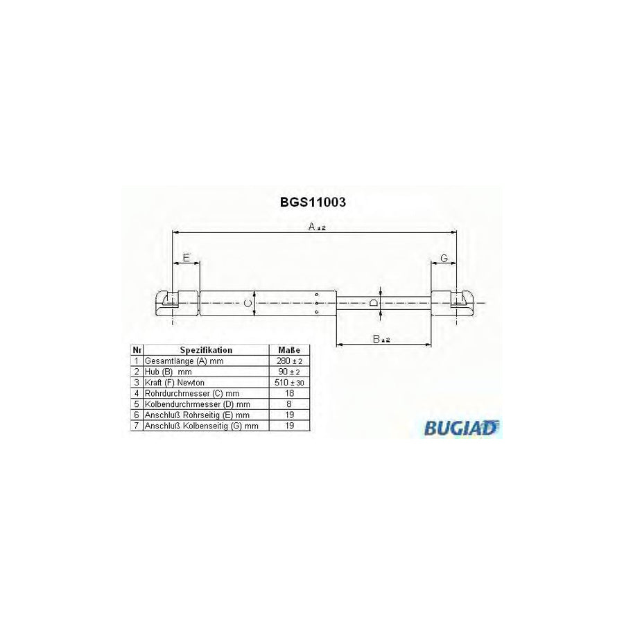BUGIAD Bgs11003 Tailgate Strut for Ford Focus Mk2 Saloon (Db_, Fch, Dh)