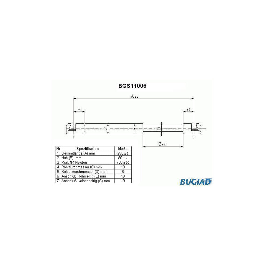 BUGIAD Bgs11006 Tailgate Strut for Audi A4 B7 Saloon (8Ec)