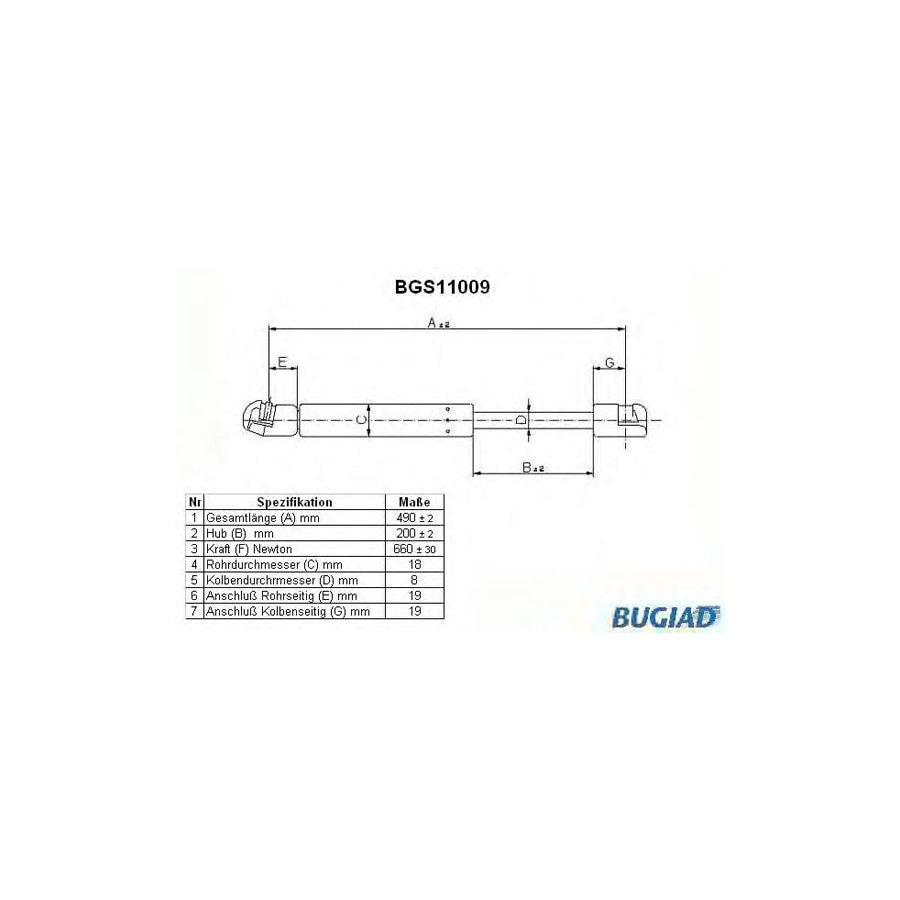BUGIAD Bgs11009 Tailgate Strut for Audi A6 C6 Avant (4F5)