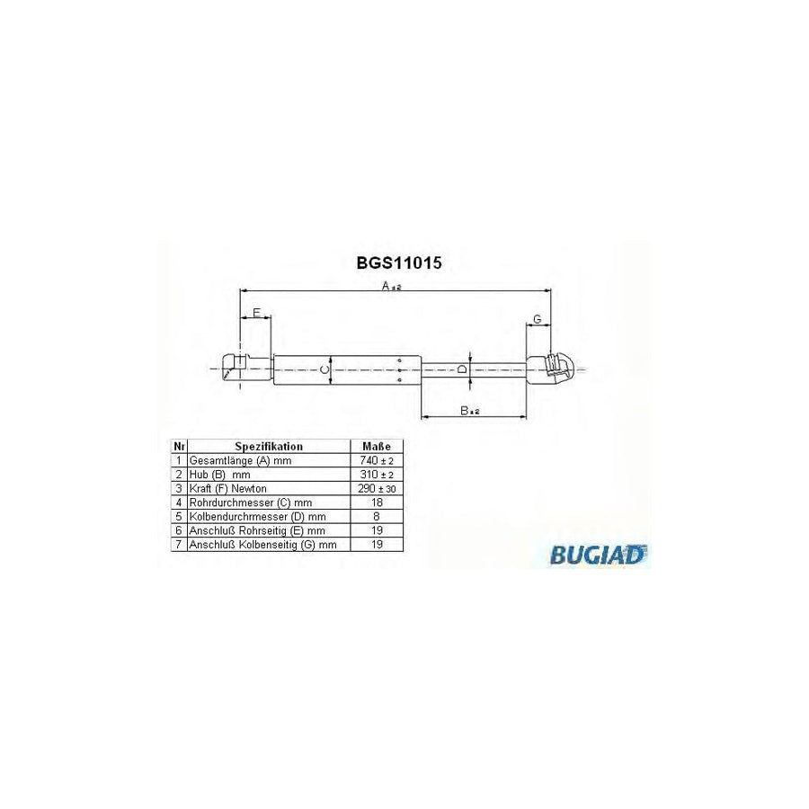 BUGIAD Bgs11015 Bonnet Strut for Saab 9-3 Convertible (Ys3F)