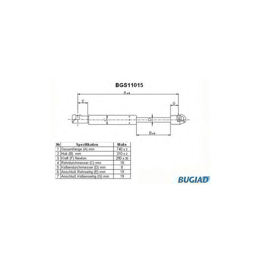BUGIAD Bgs11015 Bonnet Strut for Saab 9-3 Convertible (Ys3F)