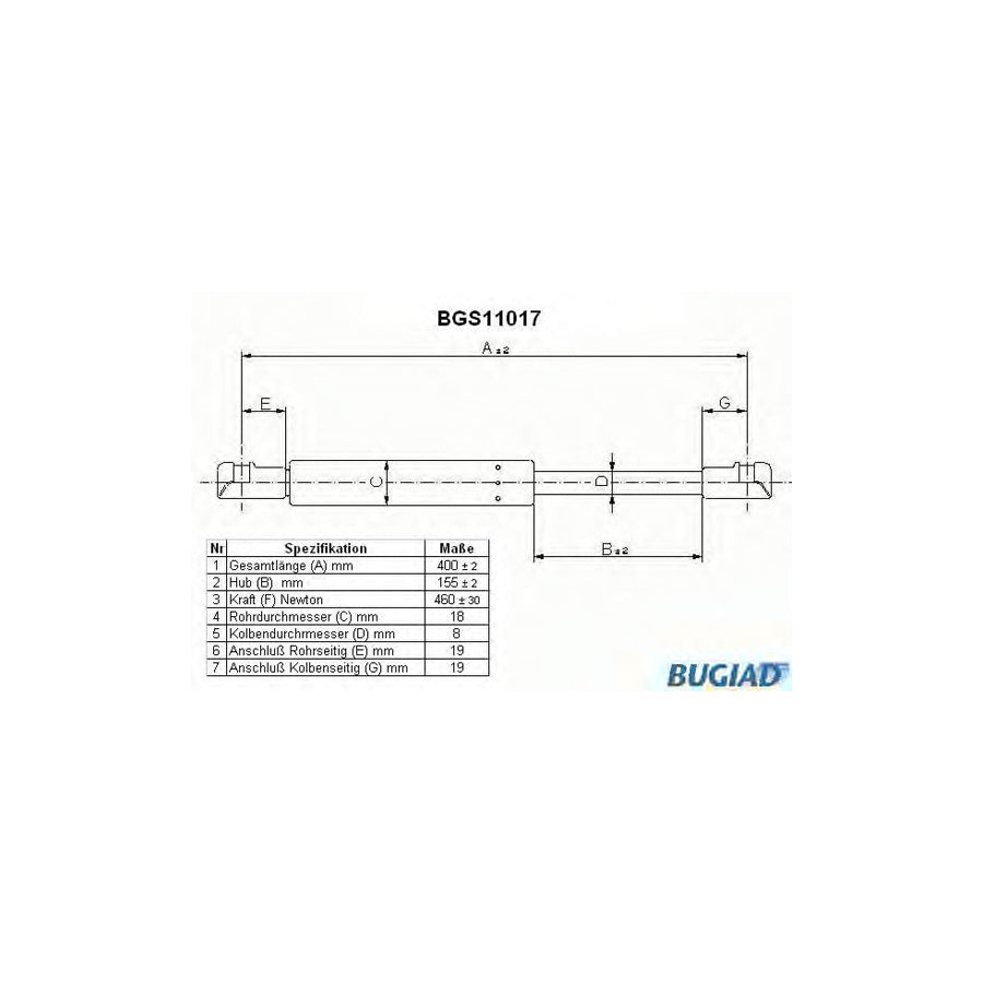 BUGIAD Bgs11017 Bonnet Strut