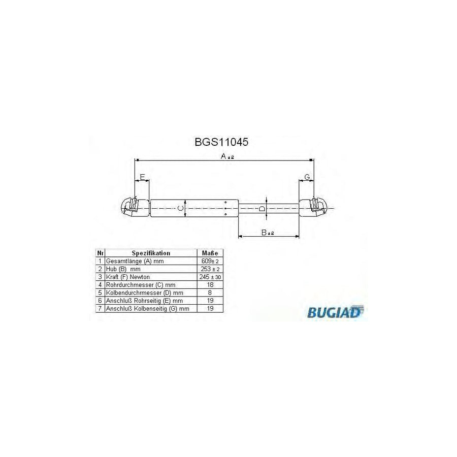 BUGIAD Bgs11045 Tailgate Strut for Opel Corsa D Hatchback (S07)