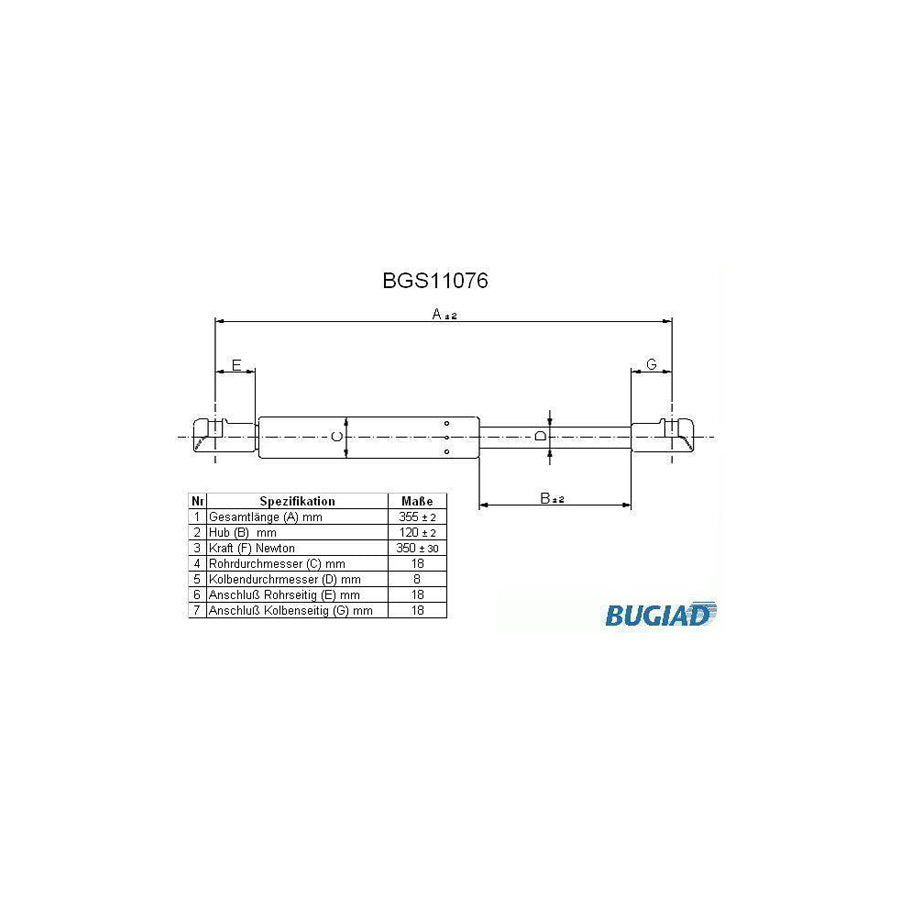 BUGIAD Bgs11076 Bonnet Strut