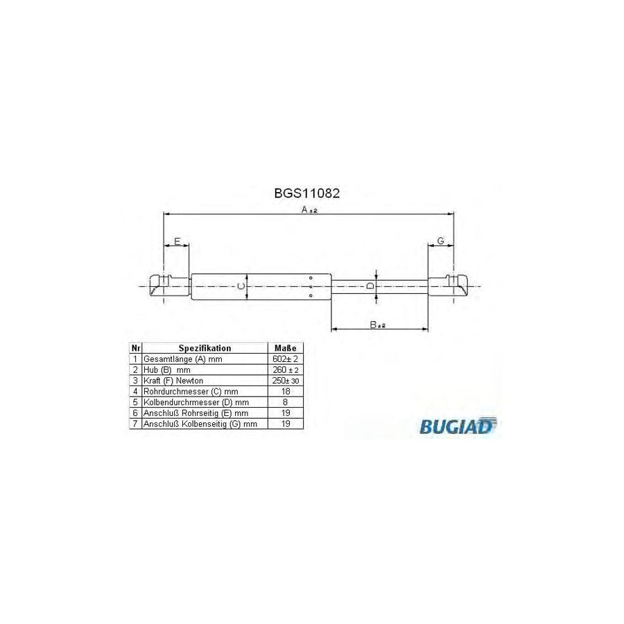 BUGIAD Bgs11082 Bonnet Strut