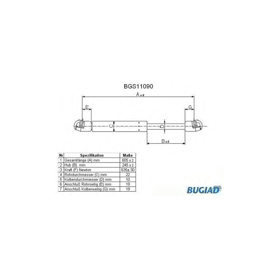 BUGIAD Bgs11090 Tailgate Strut for Ford S-Max Mk1 (Wa6)