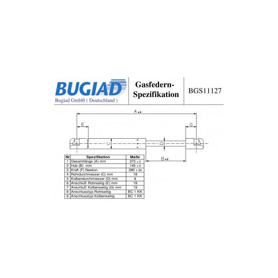 BUGIAD Bgs11127 Bonnet Strut for Audi A8 D3 (4E2, 4E8)
