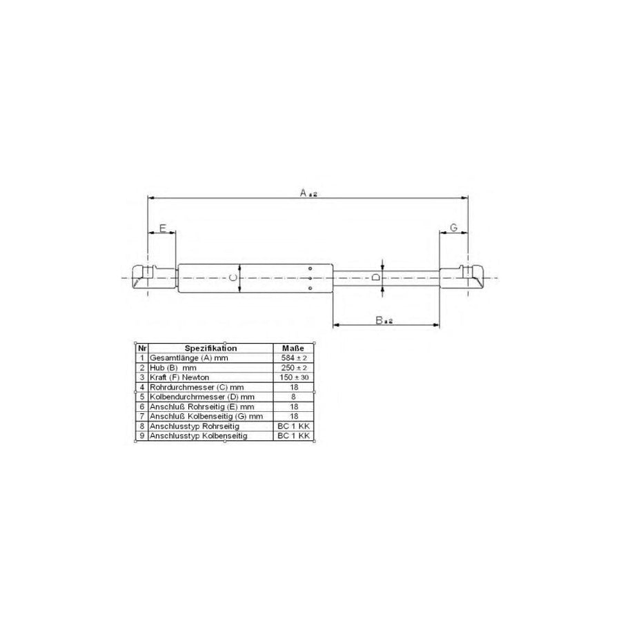 BUGIAD Bgs11206 Gas Spring, Rear Windscreen for Peugeot 308 I Sw (4E, 4H)