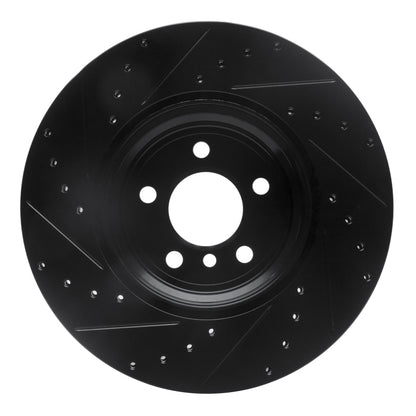 R1 Concepts R1 07-19 BMW X6 Rear Right Drilled & Slotted Black Brake Rotor