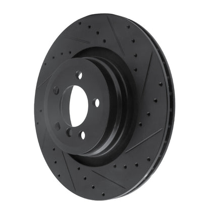 R1 Concepts R1 07-08 BMW ALPINA B7 Rear Right Drilled & Slotted Black Brake Rotor