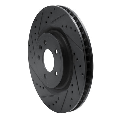 R1 Concepts R1 11-14 Ford Mustang Front Left Drilled & Slotted Black Brake Rotor