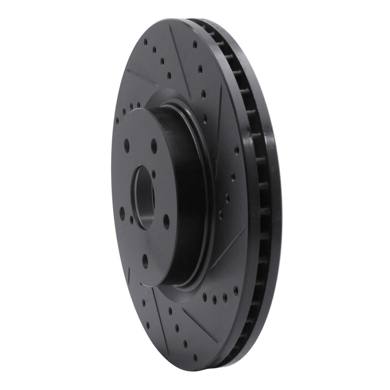 R1 Concepts R1 06-21 Subaru Legacy Front Right Drilled & Slotted Black Brake Rotor