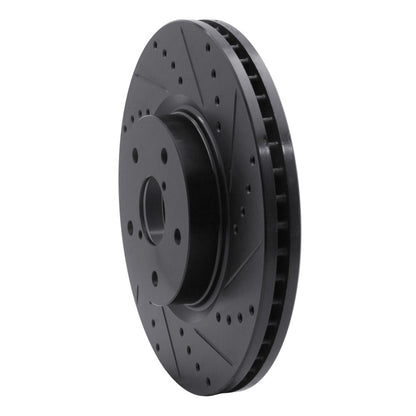 R1 Concepts R1 06-21 Subaru Legacy Front Right Drilled & Slotted Black Brake Rotor
