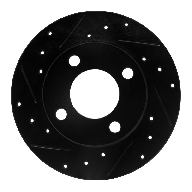 R1 Concepts R1 84-95 Audi 90 Quattro Rear Left Drilled & Slotted Black Brake Rotor