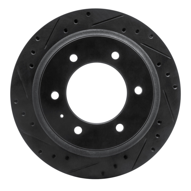 R1 Concepts R1 92-04 Acura SLX Rear Left Drilled & Slotted Black Brake Rotor