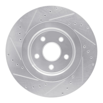 R1 Concepts R1 06-10 Jeep Grand Cherokee Front Right Drilled & Slotted Silver Brake Rotor