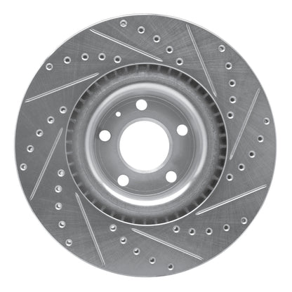 R1 Concepts R1 04-09 Audi S4 Front Left Drilled & Slotted Silver Brake Rotor
